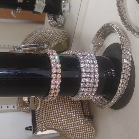 Rhinestone Irridescent Choker 3 piece set - Picture 3 of 3